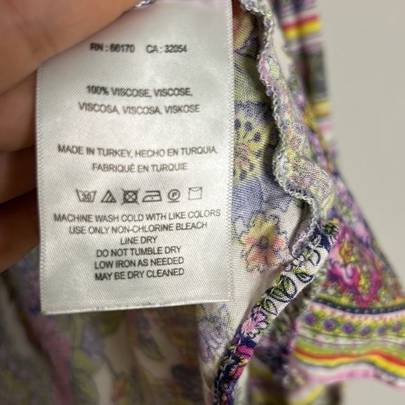 Maeve Anthropologie Ceresco Peasant Blouse boho Shirt Multi Pastel floral top Md - Picture 7 of 10